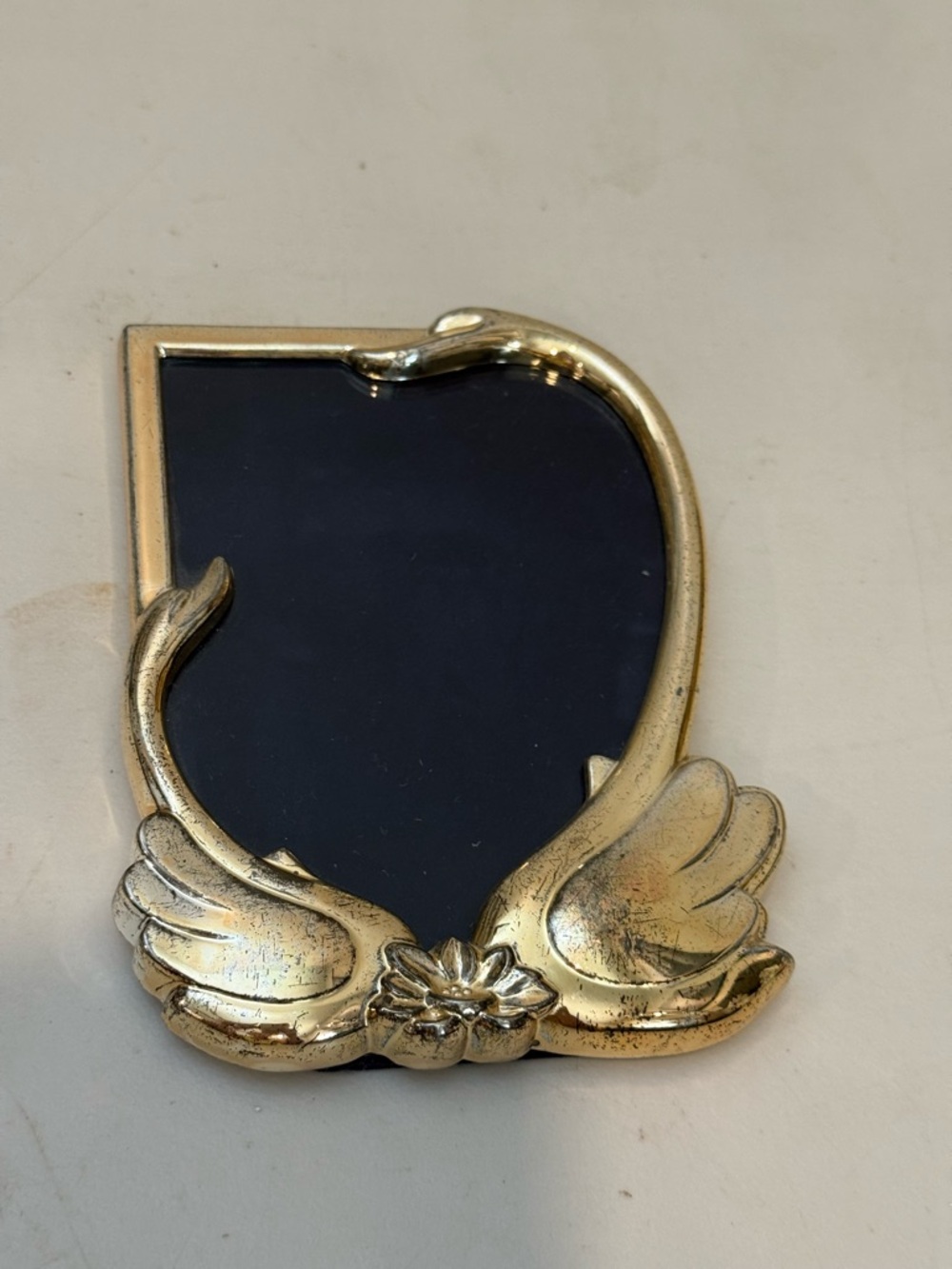Vintage ornate Swans silver plated freestanding photo‎ picture frame  4x6